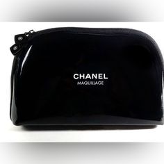 Chanel Black Maquillage Beauty Cosmetics Makeup Bag Chanel Cosmetic Bag, Pink Pvc, Bag Png, Chanel Cosmetics, Embossed Printing, Bag Chanel, Chanel Chanel, Chanel Makeup, Makeup Items