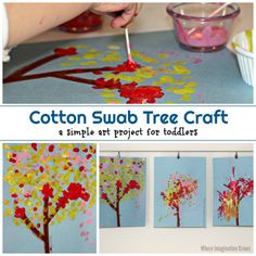 Learning Activities for Toddlers Spring Themed Art, Paper Tree Craft, Tissue Paper Trees, Learning Activities For Toddlers, Simple Art Activity, Craft For Toddlers, Tree Collage, Art Project For Kids, Fine Motor Activity