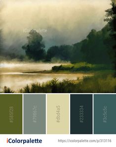 the color palette is green, brown and blue