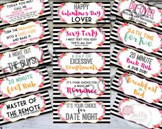 six printable valentine's day gift tags with flowers and sayings on them