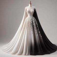 Evil Queen Wedding Dress, Armor Wedding Dress, Gothic White Wedding Dress, White Wedding Dress With Black, Dark Wedding Aesthetic, Wedding Dress Black And White, Black And White Gown, Black Wedding Gowns, Met Gala Outfits