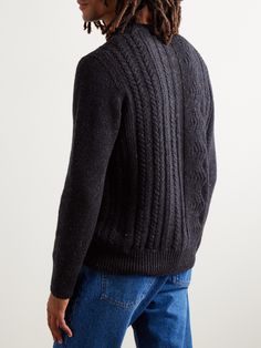 EXCLUSIVE AT MR PORTER. Inis Meáin's clothing is inspired by the wild, rugged landscape of its namesake Irish isle. Cable-knitted with an array of stitches, this 'Ridge' sweater is spun from a merino wool and cashmere-blend that ensures warmth, even in harsh conditions. Rugged Landscape, Sweater For Men, Cashmere Blend Sweater, Loungewear Shorts, Fine Jewelry Designers, Short Suit, Mr Porter, Lightweight Jacket, Blue Sweaters