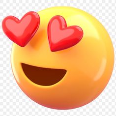 an emoticive smiley face with two hearts on it's forehead, transparent background