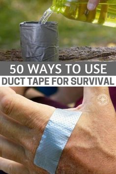 someone with bandages on their wrist and the words 50 ways to use duct tape for survival