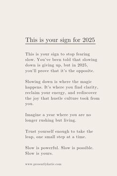 This year, choose to live at your own pace. No more rushing, no more burnout, no more sacrificing your peace for the sake of productivity. Slow living is about embracing a balanced life - one that honours your needs, your energy, and your dreams. Whether you’re looking for more joy, clarity, or a deeper connection to your true self, 2025 is the year to make it happen. Ready to make slow living a reality? My Slow Living Starter Kit will help you take simple, actionable steps to create the life you deserve.