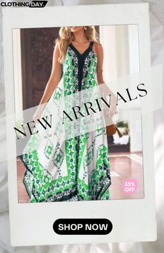 V-neck Casual Loose Retro Print Vacation Sleeveless Maxi Dress