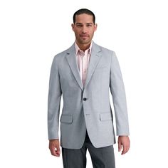 Elevate his style with this men's J.M. Haggar mini dobby tailored sport coat. Click on this MEN'S GUIDE to find the perfect fit and more! Elevate his style with this men's J.M. Haggar mini dobby tailored sport coat. Click on this MEN'S GUIDE to find the perfect fit and more! FEATURES Button front Notched lapel Long sleeve 2 front flap pockets 1 interior chest pocketFIT & SIZING Straight fitFABRIC & CARE Polyester, viscose rayon, elastane Dry clean Imported Size: 38 - Regular. Color: Silver. Gend Custom Fit Outerwear With Welt Pockets For Business Casual, Professional Sport Coat With Welt Pockets For Business Casual, Business Casual Sport Coat With Welt Pockets, Casual Business Suits With Flat Front, Business Sport Coat With Welt Pockets And Custom Fit, Custom Fit Business Sport Coat With Welt Pockets, Fitted Long Sleeve Sport Coat With Double-breasted Button, Classic Gray Single-breasted Sport Coat, Tailored Single-breasted Sport Coat In Suiting Fabric