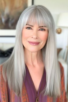 This European Topper is specifically tinted to our richest grey shades, including color that was blended from the tips to the roots.



This glueless silk top construction is expertly hand-knotted and designed to give you the flexibility to part and style as you please.



includes clips for a glueless fit



Base Size: 7x7 Gray Hairstyles For Women, Framing Bangs, Gray Hairstyles, Short Curly Hairstyles For Women, Face Framing Bangs, Bob Hairstyles With Bangs, Face Shape Hairstyles, European Hair, Straight Bangs