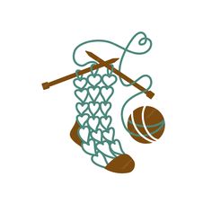 an image of a basketball net with hearts on it and two knitting needles in the background