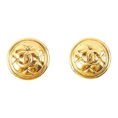 1980s Chanel gold-tone CC diamond-quilted clip-on earrings featuring the signature interlocking CC logo, a clip-on fastening, back plaque pitted. Circa 1980s These earrings come as a pair. Diameter: 1.18in. (3cm) In good vintage condition. Made in France. We guarantee you will receive this iconic item as described and showed on photos. (please enlarge images to see all details on photos) 1980s Chanel, Chanel Vintage, Diamond Quilt, Cc Logo, Karl Lagerfeld, Clip On Earrings, Yves Saint Laurent, Saint Laurent, Gold Tones