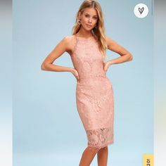 Nwt Lulus Blush Pink Lace Cocktail Dress, Size Medium. Perfect For Weddings Or Events. Elegant Pink Lace Dress For Date Night, Elegant Pink Lace Dress For Brunch, Dusty Purple Dress, Lace Knee Length Dress, Rose Lace Dress, Burgundy Bodycon Dress, Lace Bodycon Midi Dress, White Off Shoulder Dress, Long Sleeve Ruffle Dress