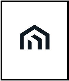 the letter m is made up of black and white lines on a square frame,