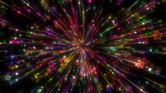 an image of colorful fireworks in the dark night sky with stars and sparkles all around