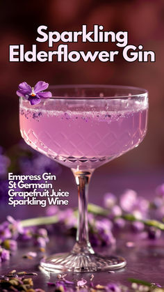 Sparkling Elderflower Gin Speak Now Cocktail, Purple Gin Cocktail Recipes