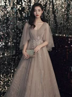 Prom Dresses Fairycore, Elegant Gowns Classy, Korean Evening Gown, Model Dress Bridesmaid, Korean Bridesmaid Dresses, Dress Promnight, Korean Prom Dresses, Asian Prom Dress, Ex Texts