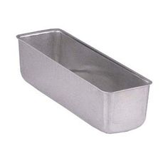 an aluminum loaf pan on a white background