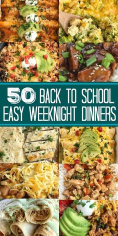 the back to school dinner menu is full of tacos, burritos and other foods