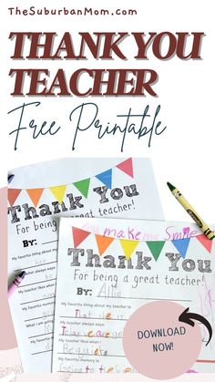 thank you teacher free printables for teachers to use on their own school supplies