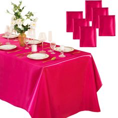 PRICES MAY VARY. 🌹What You Can Get: You will receive 6 pieces of hot pink satin tablecloth, enough quantity to meet your daily use, simple but exquisite & elegant design with solid color, never out of date. Our satin table overlay cover can add more sense of design to your house and create a wonderful atmosphere. 🌹Super Large Size: The size of the turquoise table cloth is 102 x 60 inch, which is enough large to decorate a table for 10 to 12 people or a table of 8 ft and below. The satin materi Silk Table Cloth, Satin Tablecloth, Turquoise Table, Decoration For Wedding, Table Overlays, Washing Machine And Dryer, Purple Satin, Satin Material, Table Cover