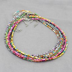 Seed Beads Strand Necklace Women Collar Colorful Handmade Jewelry – Atom Oracle Rainbow Necklaces With Spacer Beads For Jewelry Making, Trendy Multi-strand Colorful Beaded Necklaces, Trendy Multi-strand Necklace With Colorful Beads, Bohemian Faceted Beads Necklaces For Summer, Rainbow Multi-strand Necklace As Gift, Colorful Beads Long Necklace For Summer, Adjustable Multicolor Beaded Layered Necklace, Rainbow Multi-strand Necklace For Gift, Multicolor Multi-strand Crystal Necklaces With Faceted Beads