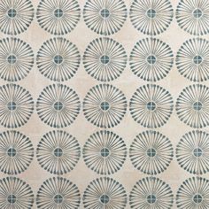 an art deco wallpaper with circular designs in blue and green on cream background photo