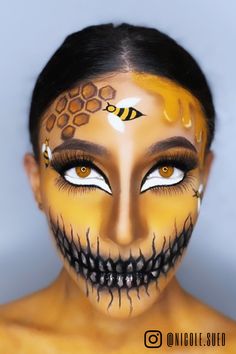 Bee Makeup Halloween, Halloween Makeup Look, Horror Make-up, Zombie Walk, Halloween Costumes Makeup