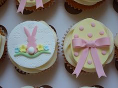 cupcakes decorated with pink and yellow frosting