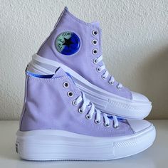 Converse Move High Top Platform Sneaker. A Bold, Projectile Platform Brings An Unexpected Edge, Without The Bulky Weight. Meanwhile, A Soft Pastel Lavender Purple Colored Canvas Adds A Pop Of Color To Any Outfit. The Platform Is Very Soft And Comfortable To Wear Throughout The Day. Condition: New Size: Youth 4.5 = Women's 6.5 Color: Moonstone Violet/Royal Pulse Style Code: A02493c -High Top Platform Sneaker. -Ortholite Cushioning For All-Day Comfort. -A Recycled Mesh Lining Keeps It Breathable. -Lavender Purple Colorway Elevates Your Look. -Lightweight, Projectile Platform Adds Height. Please Note: Box Has No Lid From A Clean And Smoke-Free Home. Will Be Packaged With Care! Tags: Conv Moonstone Converse, Converse Shoes Light Purple, Amethyst Platform Converse, Lavender Platform Converse, Converse Move Platform, Converse Move, Pastel Lavender, Purple Shoes, Shoes Size 6