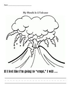 a volcano worksheet with the words i'll feel like i'm going to erupt it will