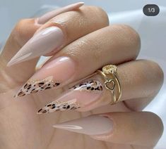 Follow @Bratpaxx for more ❤️ #nails #nailart #nailpolish #nailsofinstagram Stilleto Nails Designs, Nude Nail Designs, Stiletto Nails Designs, Leopard Nails, Almond Nails Designs, Almond Nail, Chic Nails, Dope Nails, Stiletto Nails