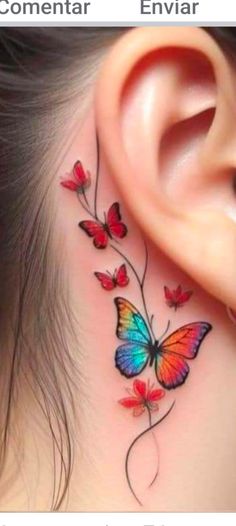 Best Feminine Tattoos, Matching Tattoos For Couples, Tiny Butterfly Tattoo, Couple Tattoo Ideas, Tattoos For Couples, Behind Ear Tattoos, Hip Thigh Tattoos