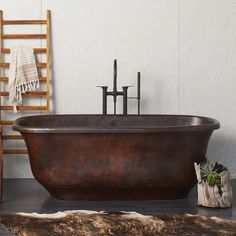 Native Trails 66" Copper Santorini Bathtub Concrete Bathtub, Copper Bathtub, Slipper Bathtub, Copper Bath, Copper Tub, Copper Bathtubs, Soaking Bathtubs, Copper Sink, Copper Kitchen