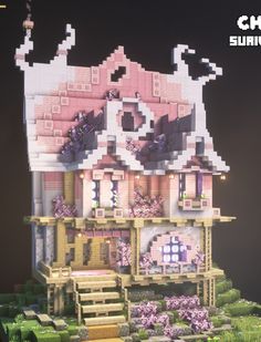 an image of a house made out of legos in the style of minecraft