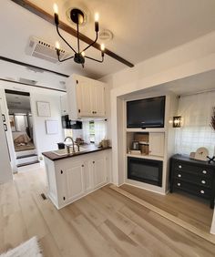 the kitchen is clean and ready for us to use in this home decorating project