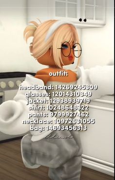 an animated character with glasses and a white headband is standing in front of a kitchen counter