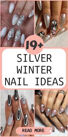 Get your nails winter-ready with gorgeous silver nail designs that capture the essence of the season. Whether you prefer chic metallic patterns or delicate frosty details, these ideas will take your manicure to the next level. Add a touch of sparkle to your look and let your nails shine like snowflakes all winter long. Discover inspiring nail art that will keep your fingertips looking fabulous! Gray Fingernail Designs, Silver Wedding Nail Ideas, Silver And Gold Manicure, Xmas Nails Silver, Silver Nails For Wedding, Christmas Metallic Nails, Cute Silver Nails, Silver Acrylic Nail Designs, Winter Nails Silver