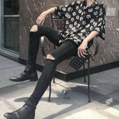 All Black Masc Outfit, Casual Punk Outfits Men, Punk Fashion Male, Punk Fashion Men, Memory Clothes, Korean Street Fashion Men, Korean Mens Fashion, Rocker Outfit, Mens Casual Dress Outfits