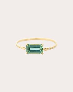 Yi Collection Mint Tourmaline & Diamond Petite Circle Ring | OLIVELA Emerald Cut Tourmaline Ring In Fine Jewelry Style, Tourmaline Rings With Gemstone Accents And Emerald Cut, Emerald Cut Tourmaline Ring Fine Jewelry, Emerald Cut Tourmaline Ring With Gemstone Accents, Fine Jewelry Tourmaline Baguette Cut, Fine Jewelry With Baguette Cut Tourmaline, Tourmaline Ring For May Birthstone In Fine Jewelry Style, Fine Jewelry Tourmaline Ring For May Birthstone, Circle Ring