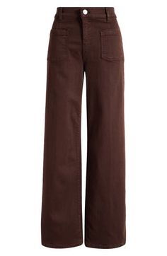 Inspired by '70s styles, these casual-chic palazzo jeans are made from dyed stretch denim with full-length wide legs and patch pockets in front. 31" inseam; 22 1/2" leg opening; 10 3/4" front rise Zip fly with button closure Front patch pockets; back patch pockets 92% cotton, 6% polyester, 2% elastane Machine wash, dry flat Made in Turkey Palazzo Jeans, High Waist Wide Leg Jeans, School Wear, Wide Legs, Fashion Help, 70s Fashion, Simple Nails, Baby Sets, Wide Leg Jeans