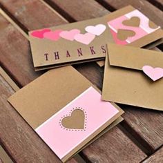 several thank you cards with hearts on them