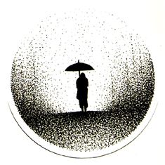 a person standing under an umbrella in the rain with sprinkles on it