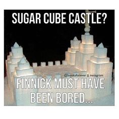 a castle made out of ice with the caption saying sugar cube castle? finnick must have been bored