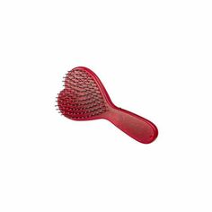 a red hair brush on a white background