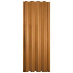 a wooden door with vertical slats on the side