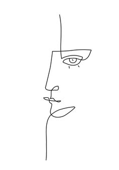 a black and white line drawing of a woman's face