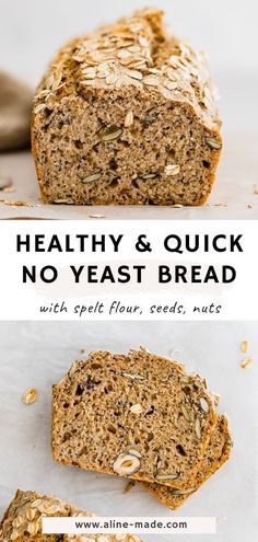 healthy and quick no yeast bread recipe with prefit flour, seeds, nuts