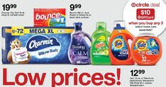 an advertisement for laundry products with prices