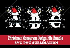 christmas monogram design file bundle svg