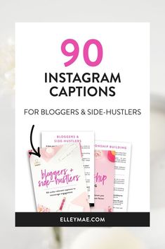 an instagram with the text, 90 instagram captions for product based owners