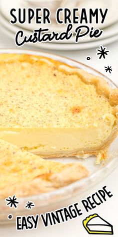 Custard Pie Creamy Custard Pie, Custard Pie Recipe Easy, Pumpkin Custard Pie Recipe, Pumpkin Custard Pie, Custard Pies